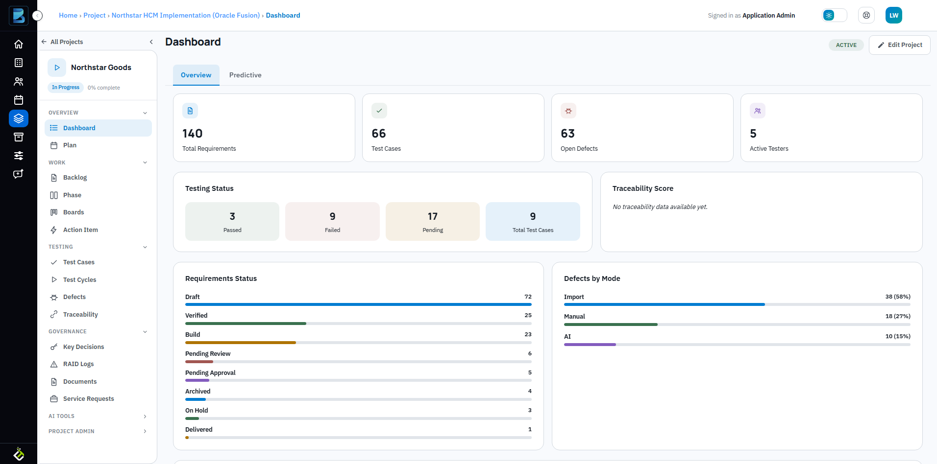 BriefSpec project workspace dashboard