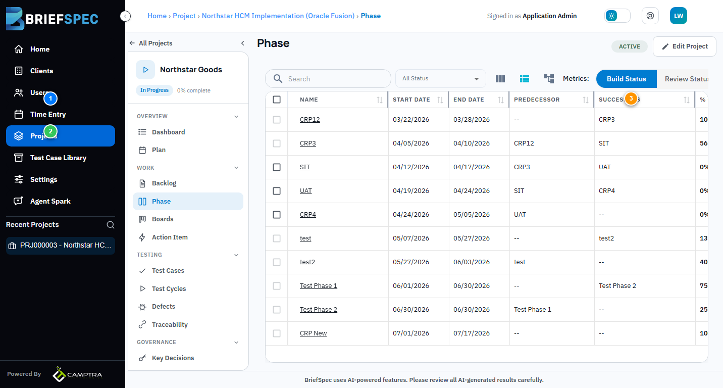 BriefSpec Phase page
